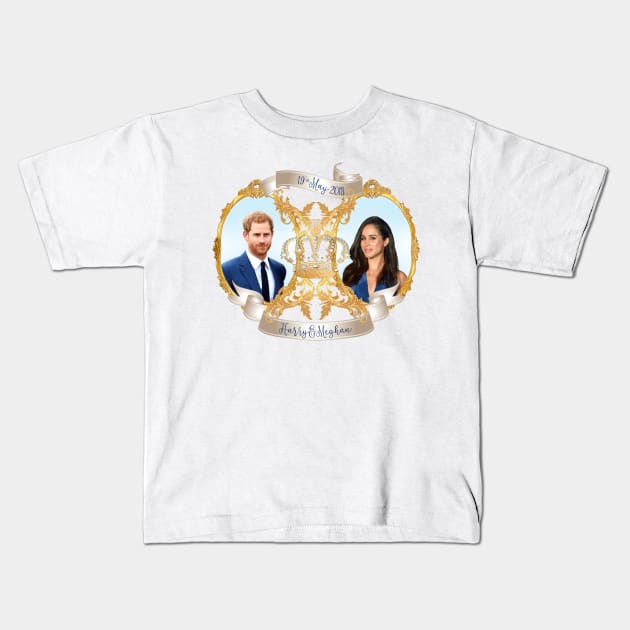 Harry and Meghan Royal Wedding Kids T-Shirt by PixDezines